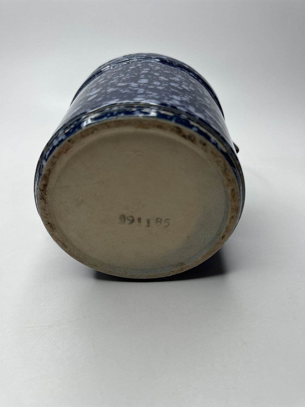Vintage Speckled Dark Blue Cheese/Butter Crock Navy Locking Lid Ware