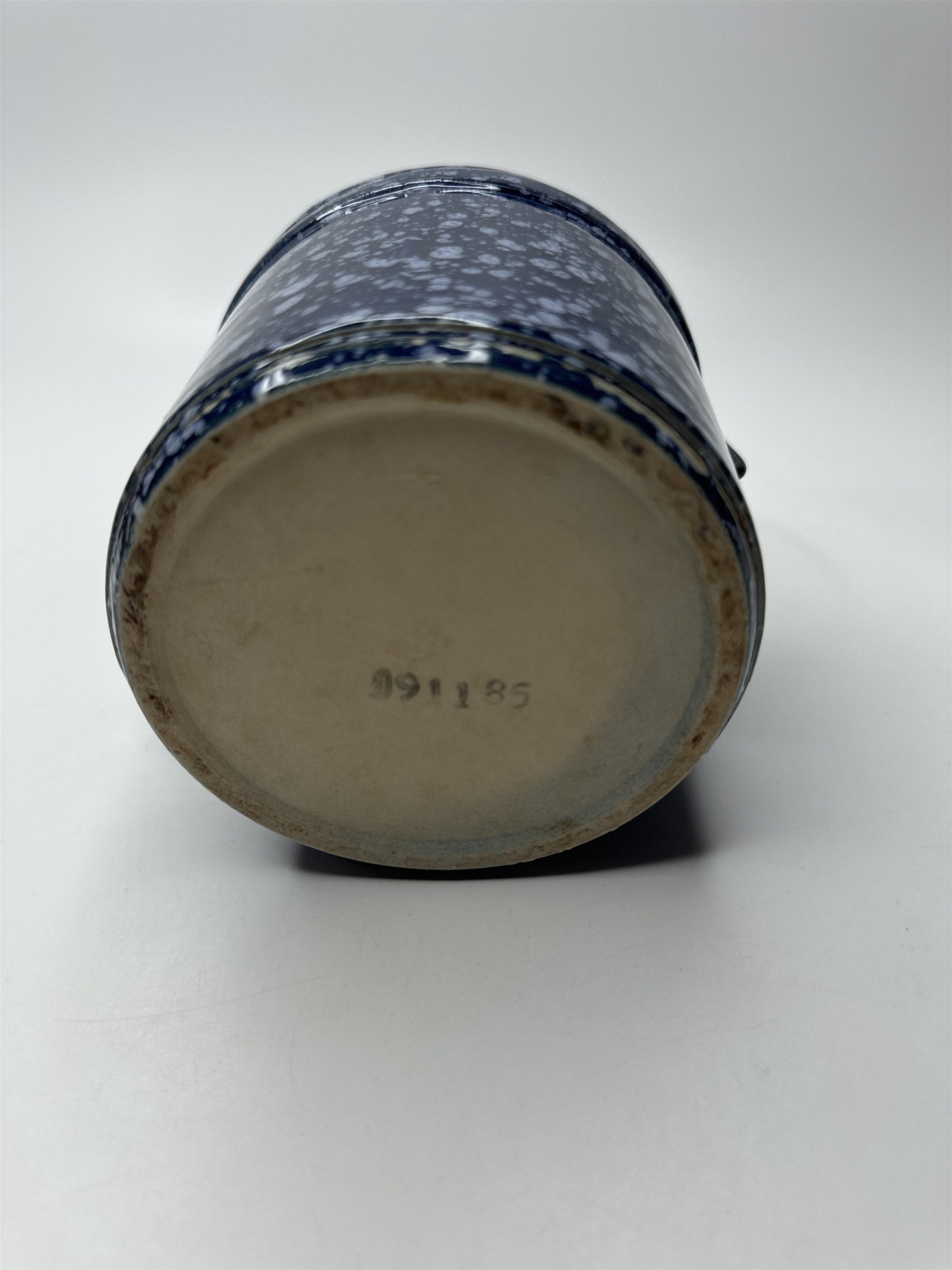 Vintage Speckled Dark Blue Cheese/Butter Crock Navy Locking Lid Ware