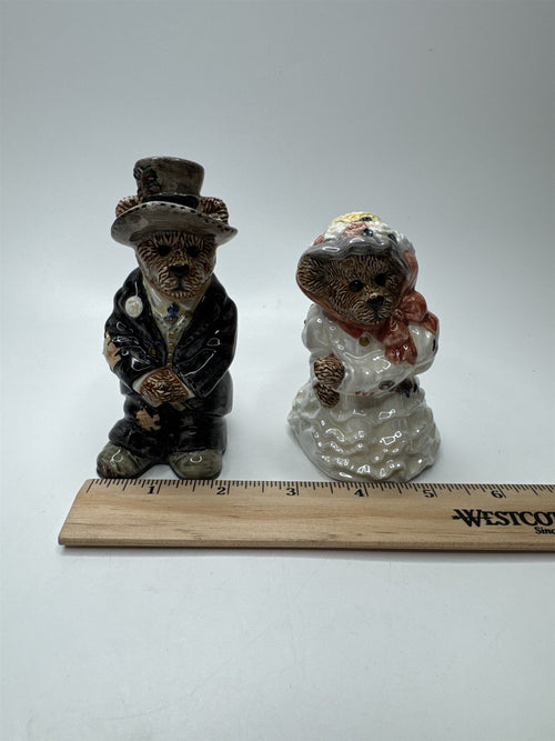 Bearware Pottery Bride and Groom Salt and Pepper Shakers Set Bear Themed