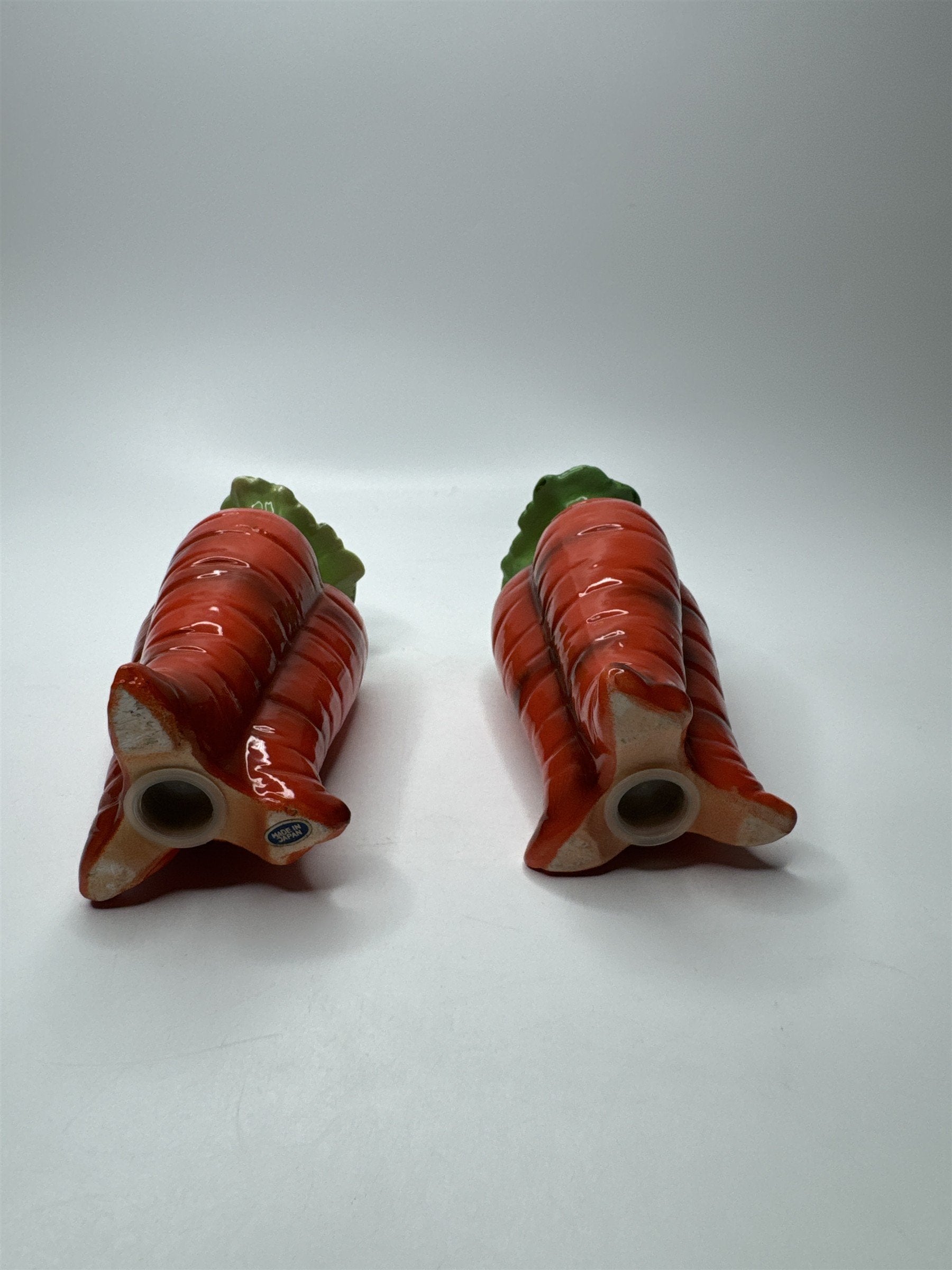 Vintage Japan Carrot Shaped Salt and Pepper Shaker Set Ceramic Hand Painted