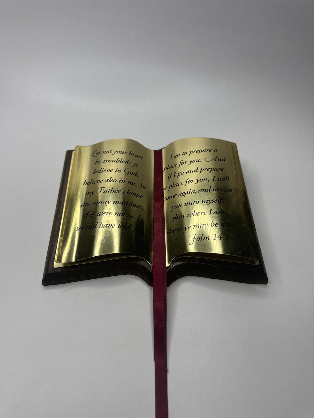 Vintage Home Interiors Bible Metal & Wood Hanging John 14:1-3 Verses Bookmark