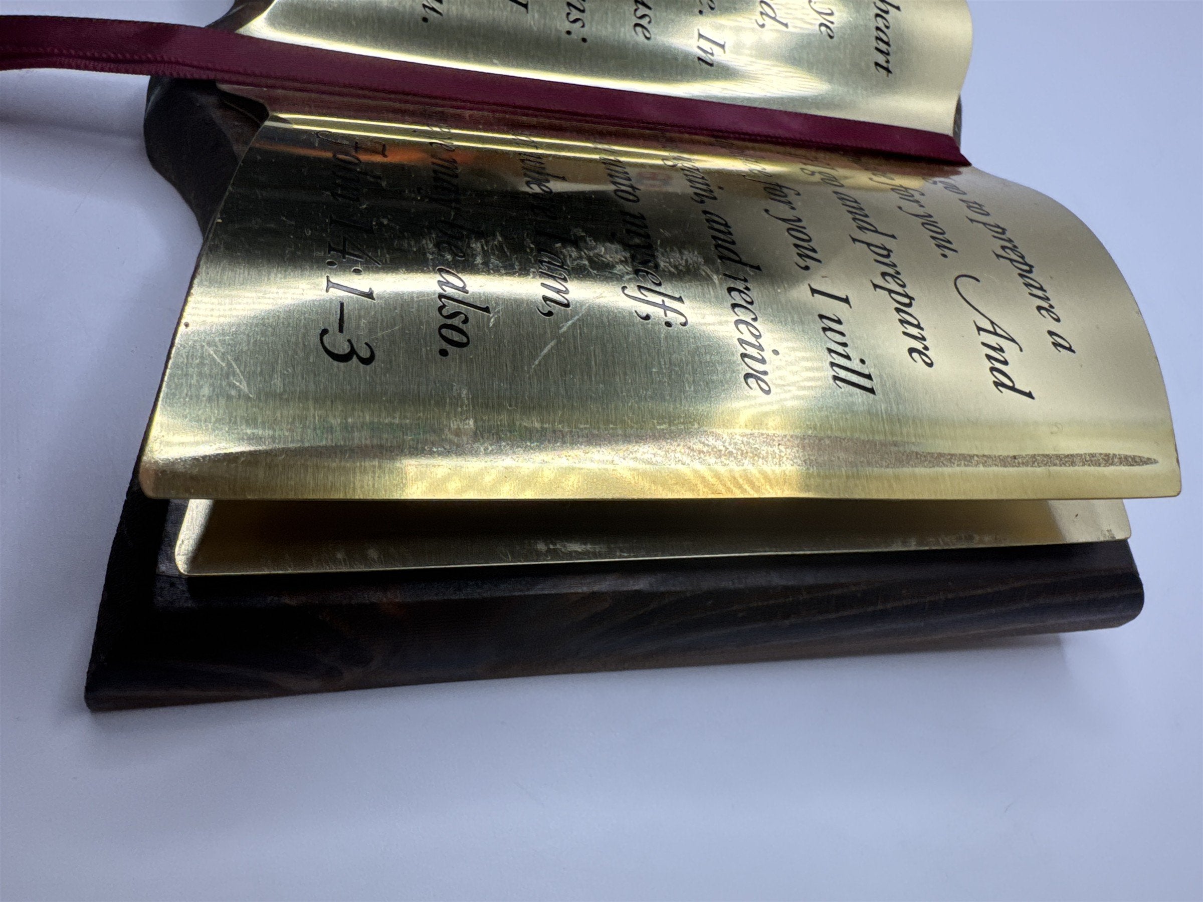 Vintage Home Interiors Bible Metal & Wood Hanging John 14:1-3 Verses Bookmark