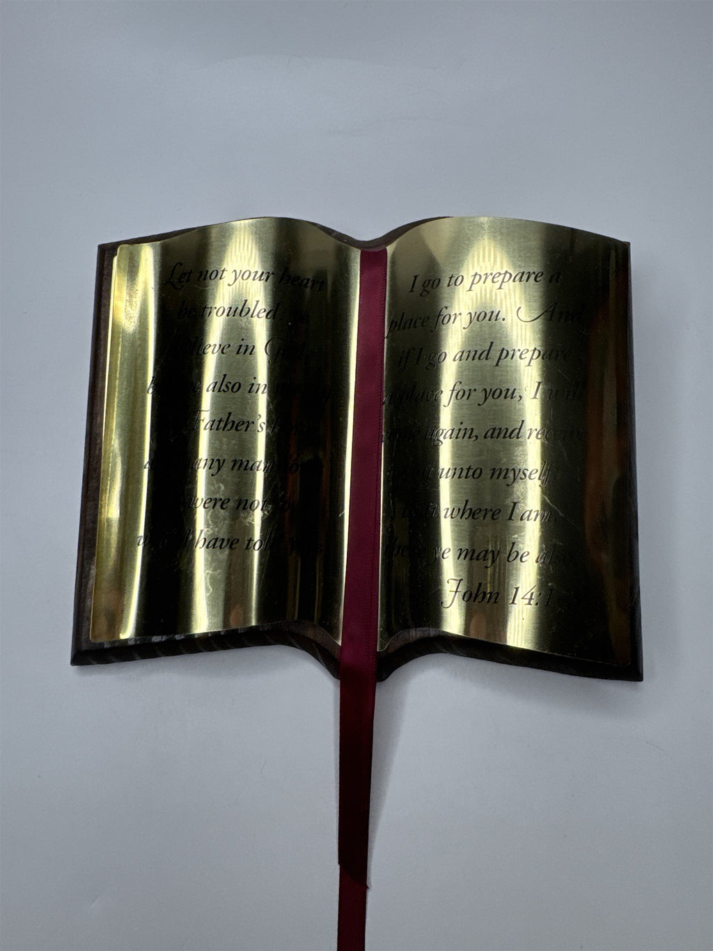 Vintage Home Interiors Bible Metal & Wood Hanging John 14:1-3 Verses Bookmark