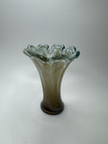 Vintage Murano Style Table Vase Clear /w Murky Brown Look Cool Swirls Retro MCM