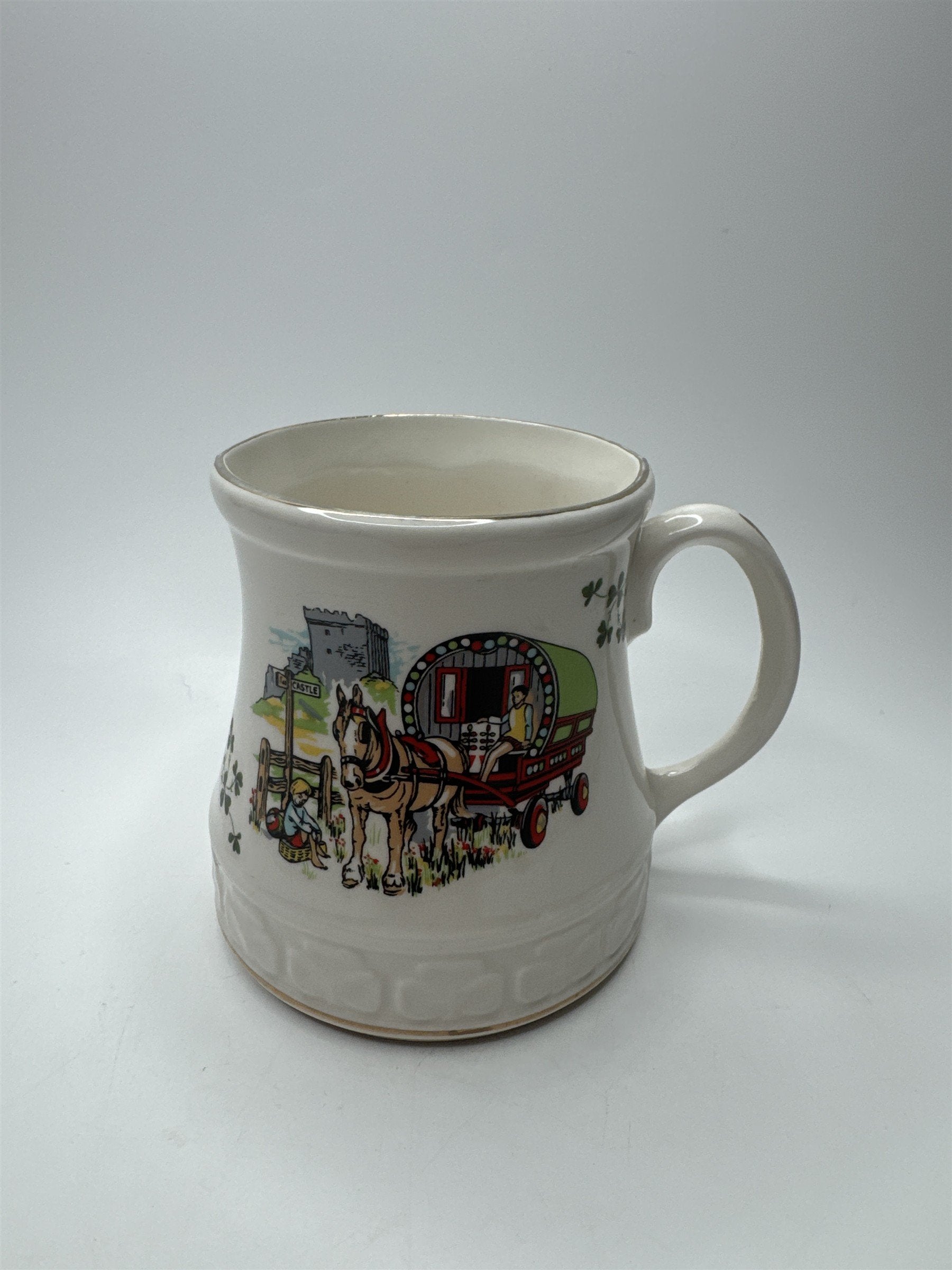 Carrigaline Pottery Cork Ireland Mug Wagon Drawn by Horse Scene Coffee Mug