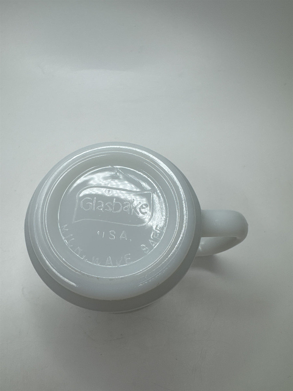 Vintage Glasbake White Milk Glass Mug Coffee Cup Christmas Wreath Lion Cub Cat