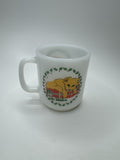 Vintage Glasbake White Milk Glass Mug Coffee Cup Christmas Wreath Lion Cub Cat