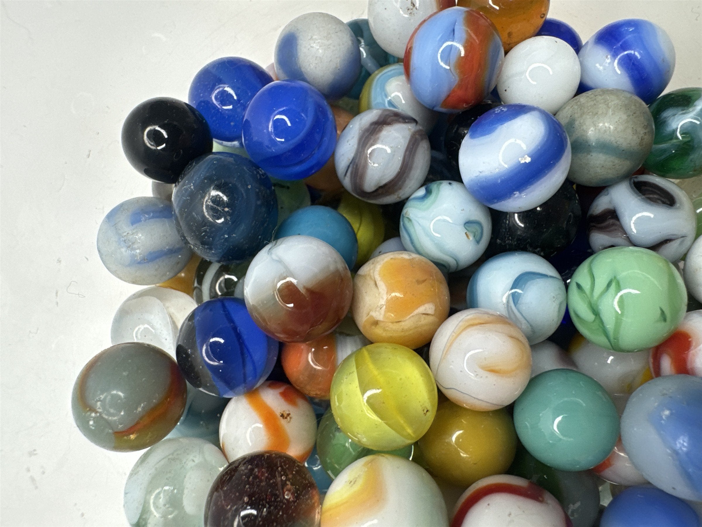 Vintage 2lb Lot of Played Marbles Multicolor Glass Vintage Marble Lot