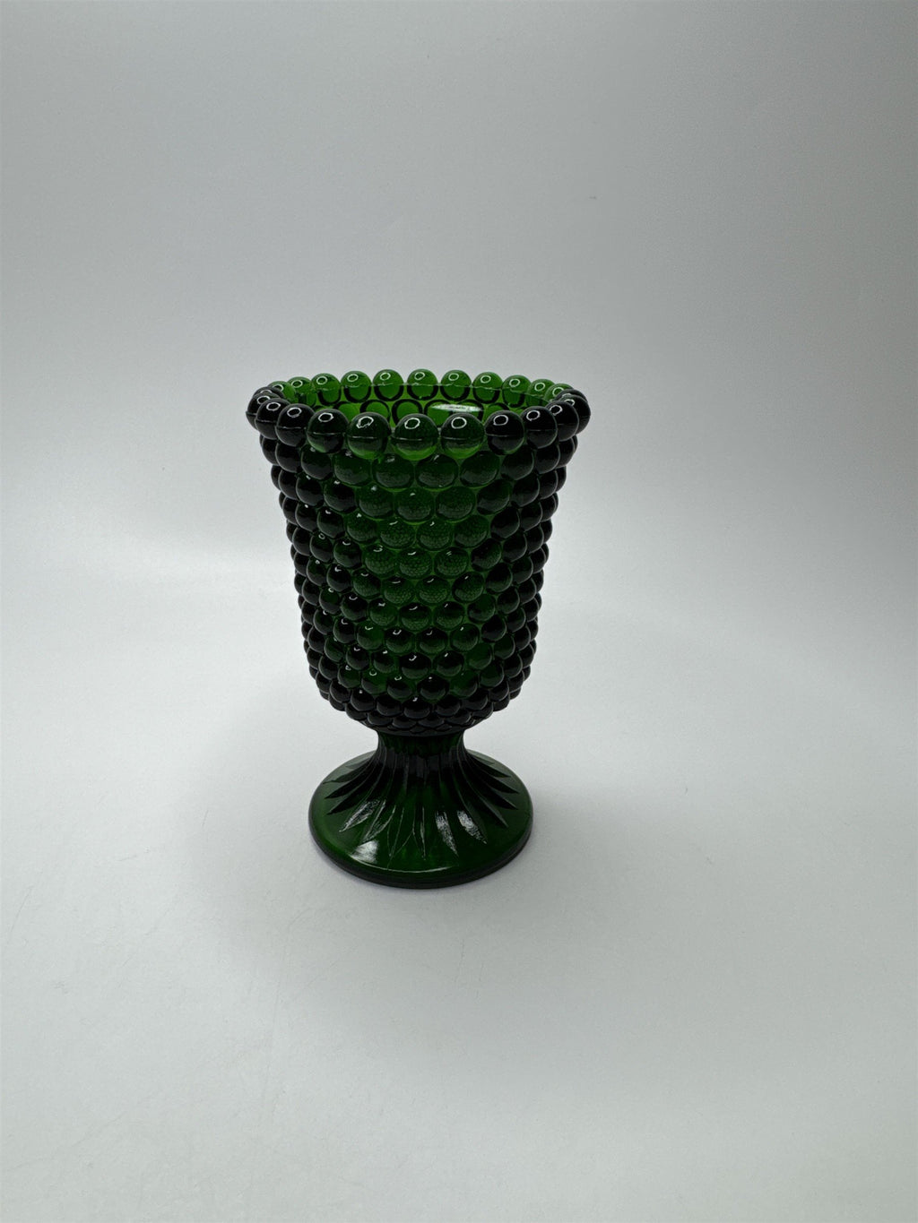 Vintage Green Hobnail Candle Holder Mini Vase 4" Tall Tealight Holder