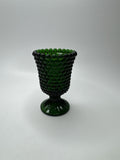 Vintage Green Hobnail Candle Holder Mini Vase 4" Tall Tealight Holder