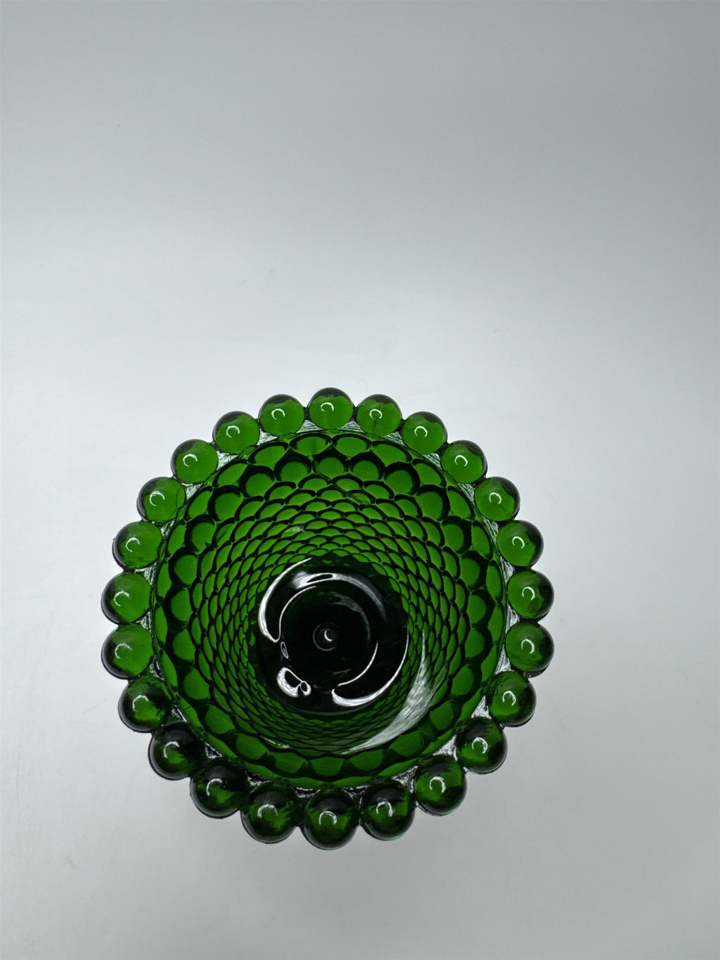 Vintage Green Hobnail Candle Holder Mini Vase 4" Tall Tealight Holder