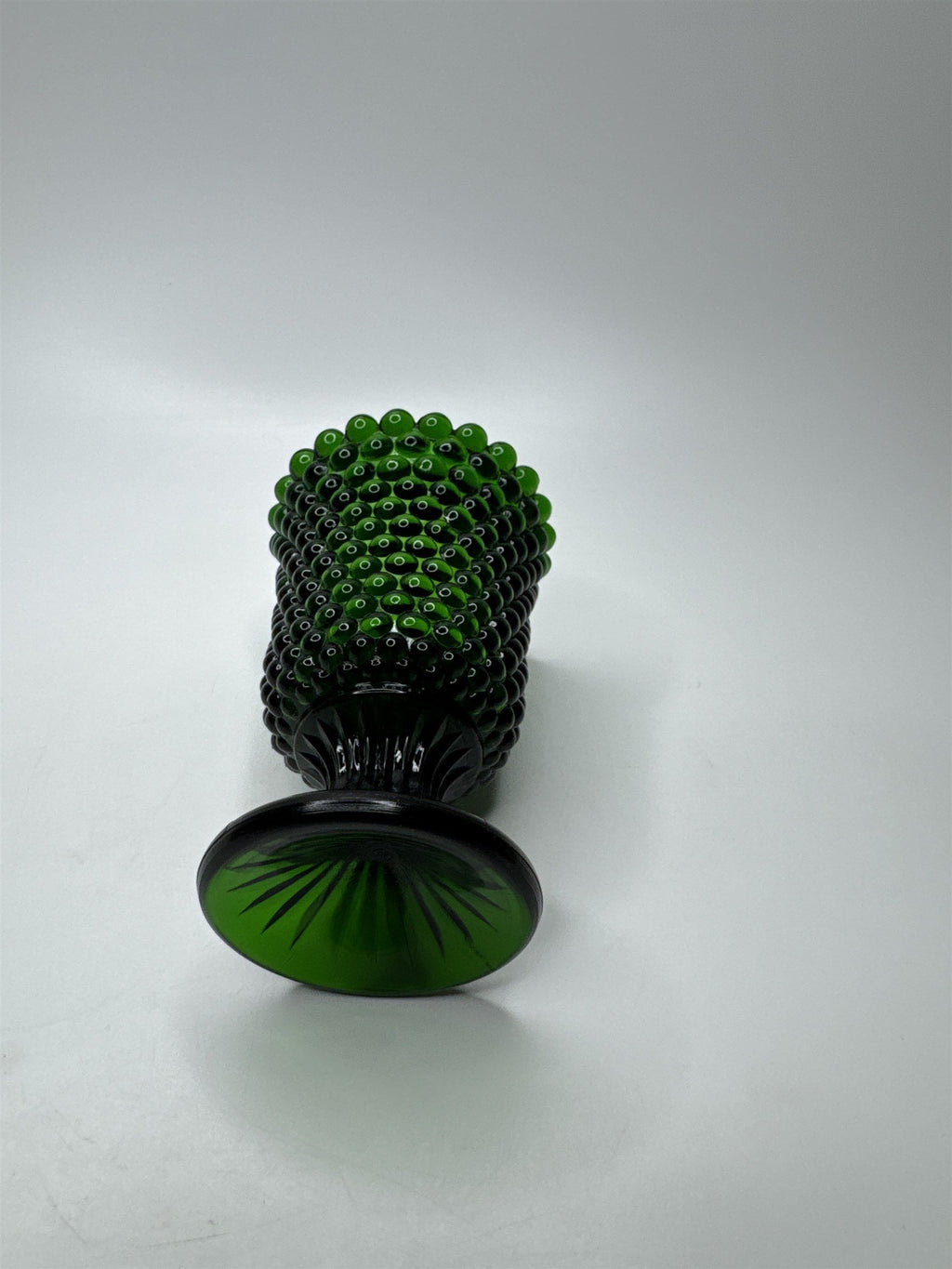 Vintage Green Hobnail Candle Holder Mini Vase 4" Tall Tealight Holder