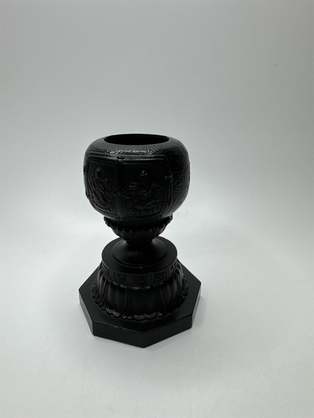 Vintage Incense Burner Asian Design Black Metal Globe on Stand Burner for Cones