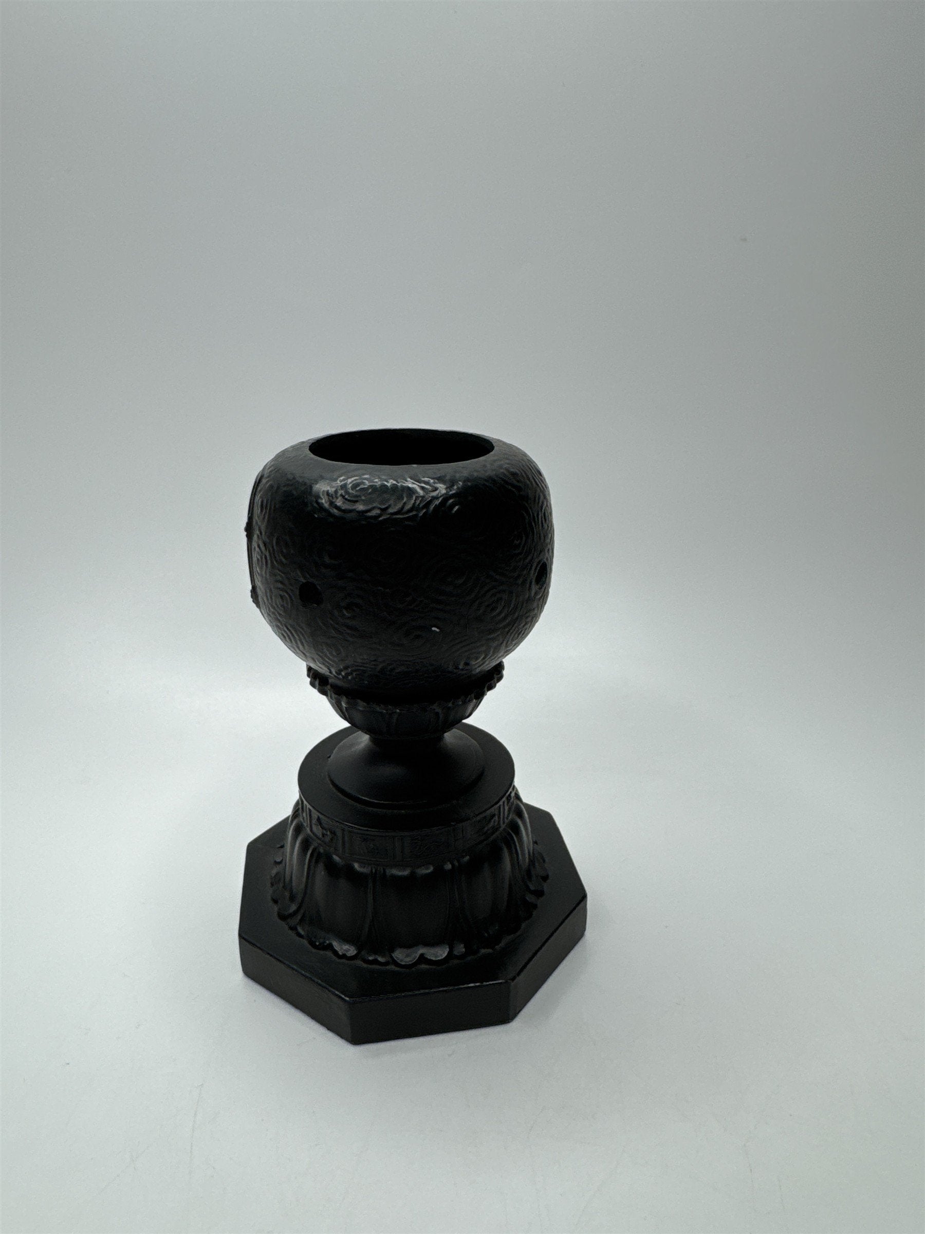 Vintage Incense Burner Asian Design Black Metal Globe on Stand Burner for Cones