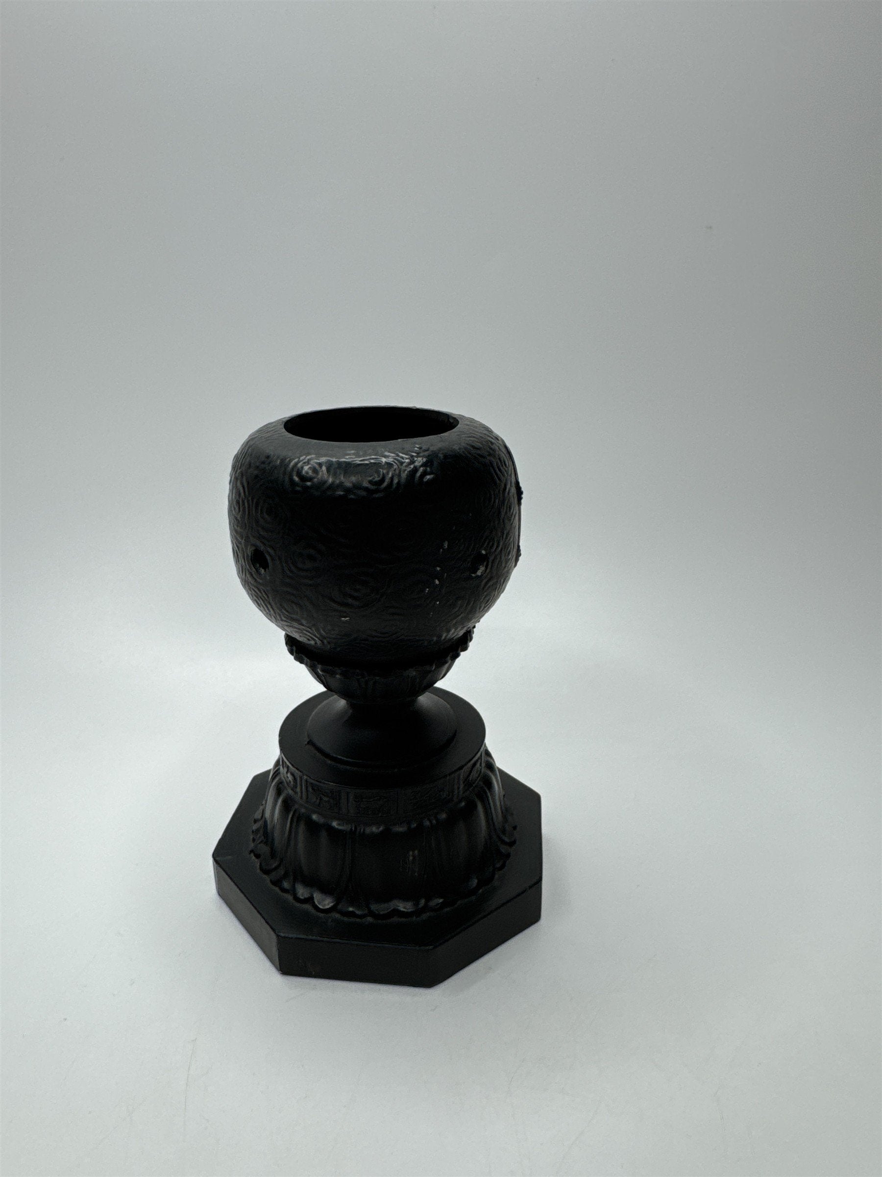 Vintage Incense Burner Asian Design Black Metal Globe on Stand Burner for Cones