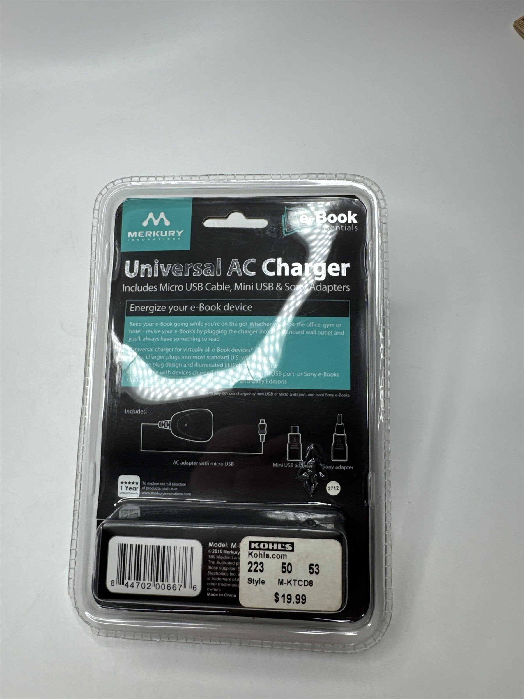 Merkury Innovations e-Book Essentials Universal AV Charger Micro USB Mini USB