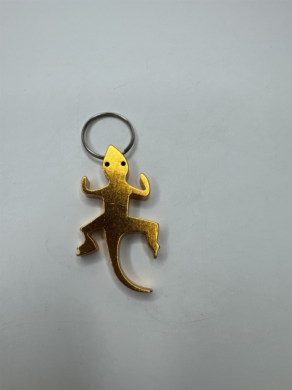 Vintage Orange Metal Lizard Gecko Keychain Keepsake Island Souvenir