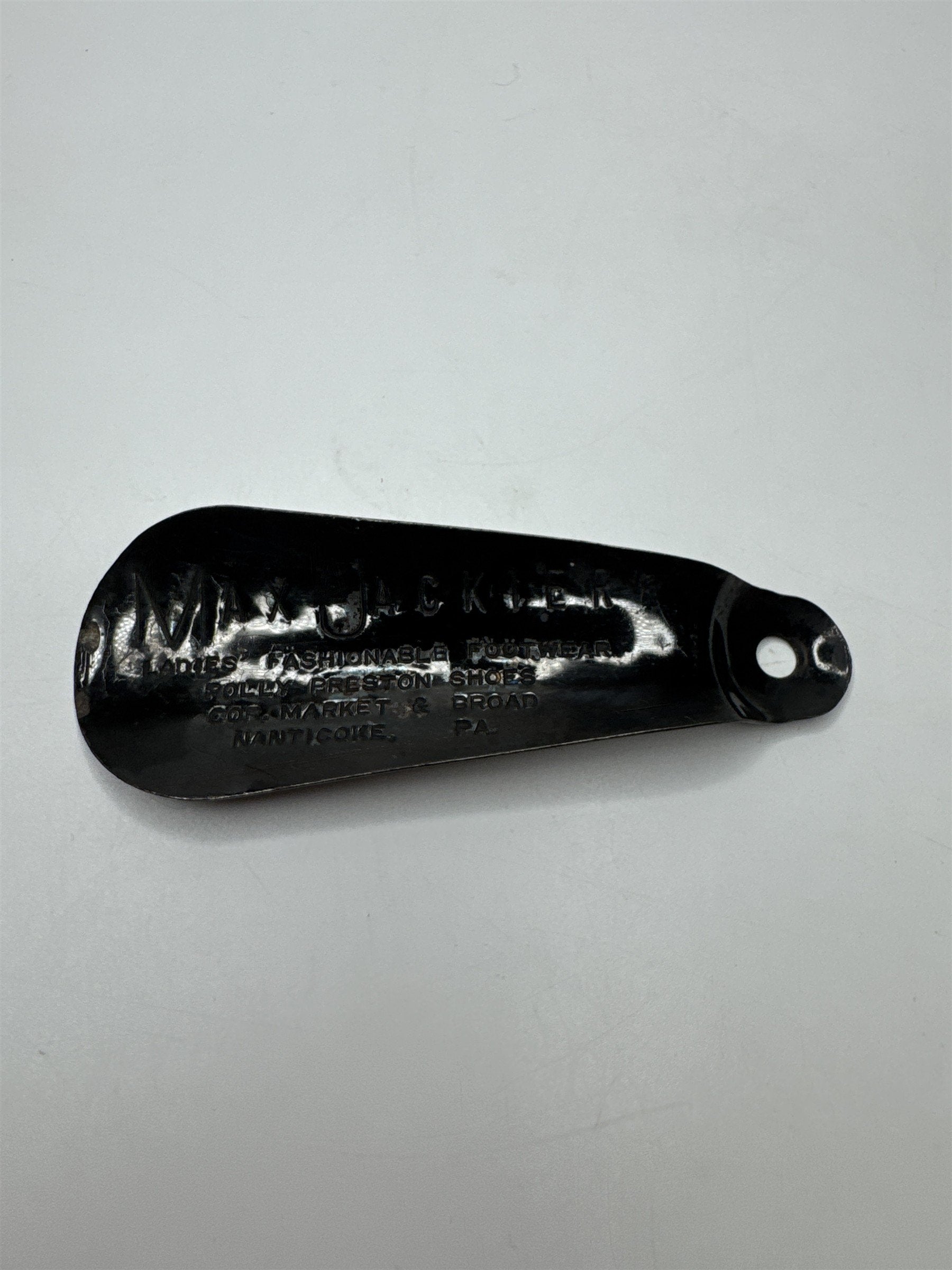 Vintage Max Jackier Distressed Shoe Horn 4" Nanticoke Pennsylvania