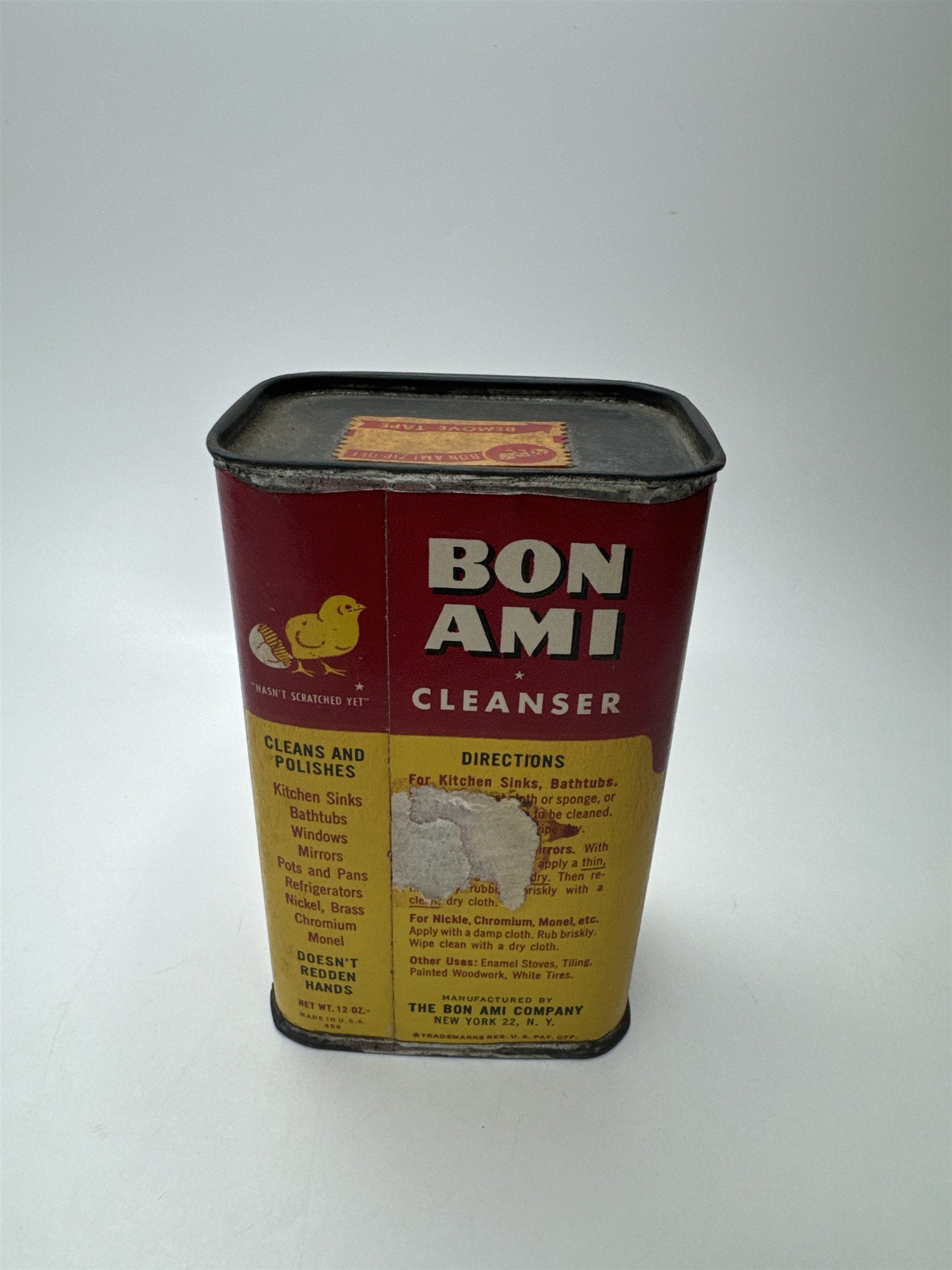 Vintage 1950s Bon Ami Cleanser Hasn't Scratched Yet Cleanser Can (UNOPENED)