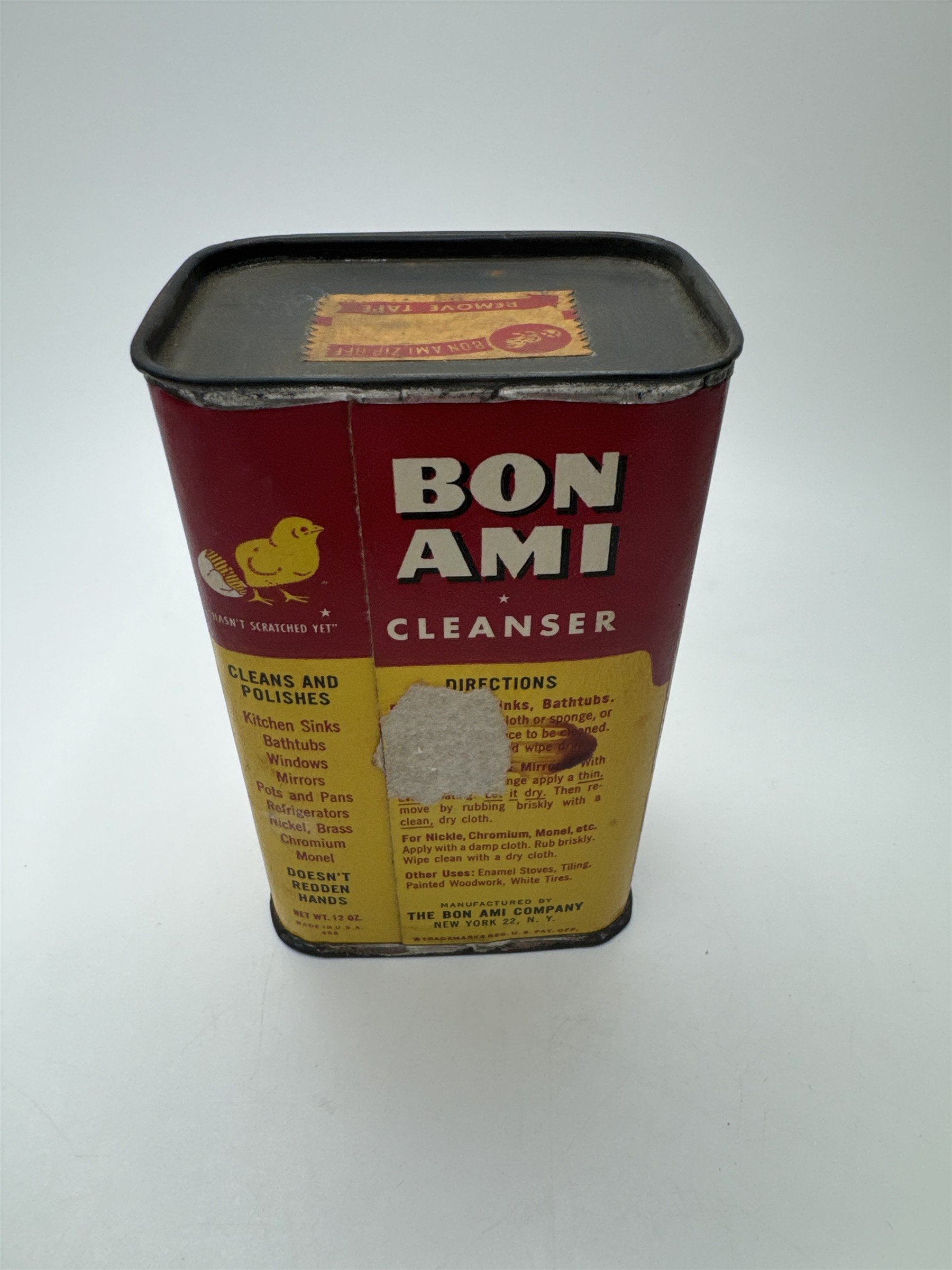 Vintage 1950s Bon Ami Cleanser Hasn't Scratched Yet Cleanser Can (UNOPENED)