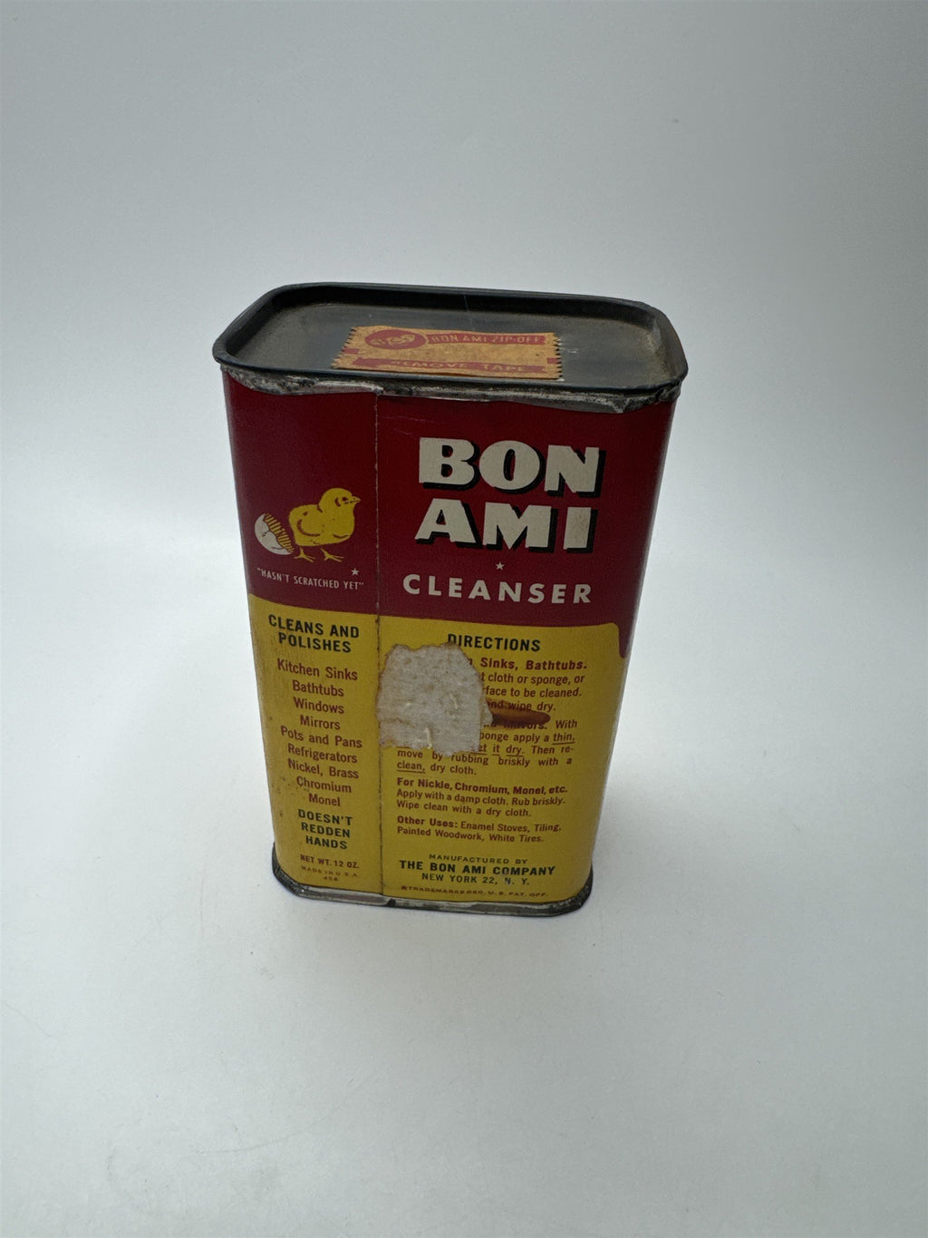 Vintage 1950s Bon Ami Cleanser Hasn't Scratched Yet Cleanser Can (UNOPENED)