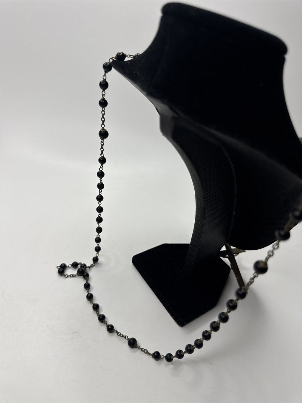 Vintage INRI Black Beaded Rosary and Cross Miraculous Pendant Catholic Rosary