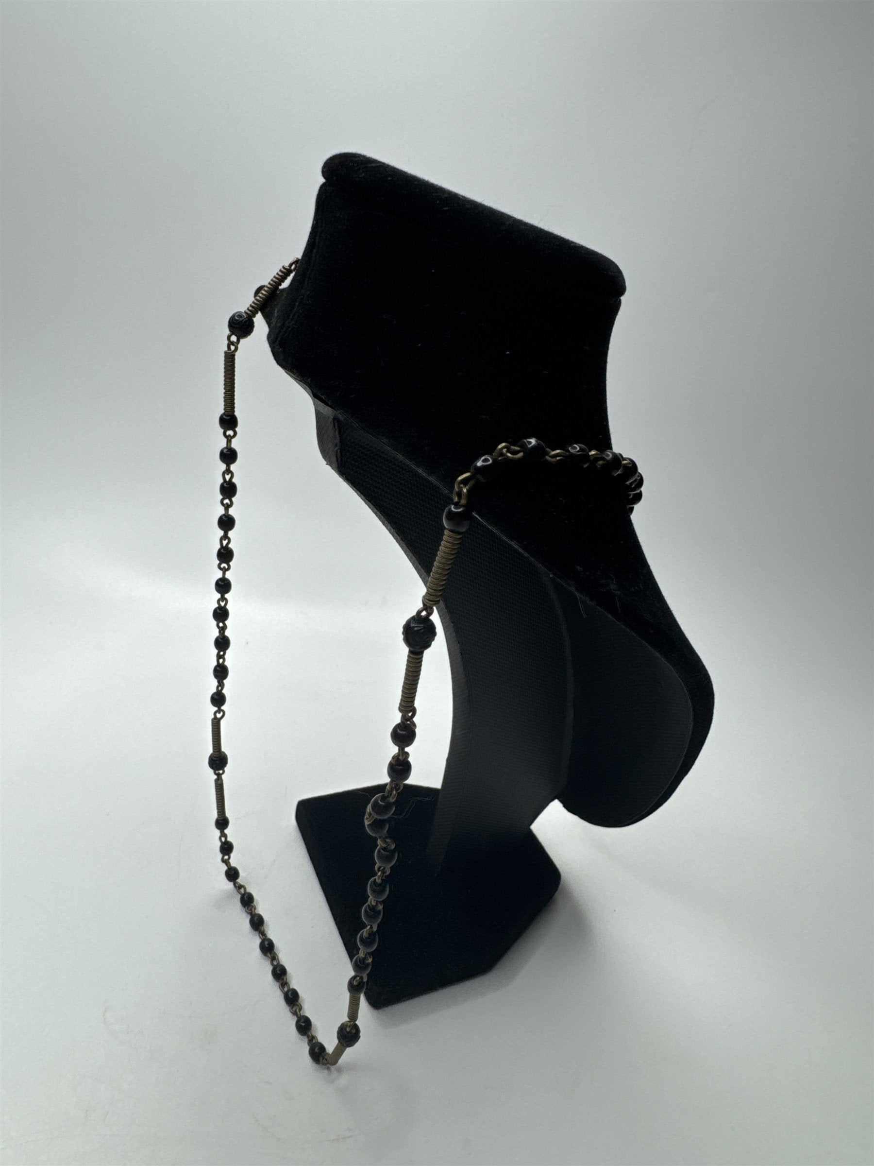 Vintage INRI Black Beaded Rosary and Cross Miraculous Pendant Catholic Rosary