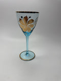 Vintage MCM Sherry Turquoise and Gold Floral Stem Glasses *CHIPPED*