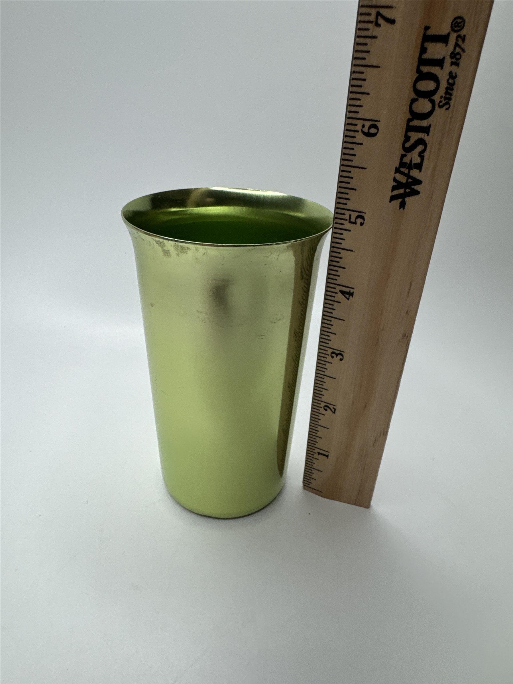 Green Toned Metal Drinking Offering Cup Shot Glass Alcohol Cup Tumbler