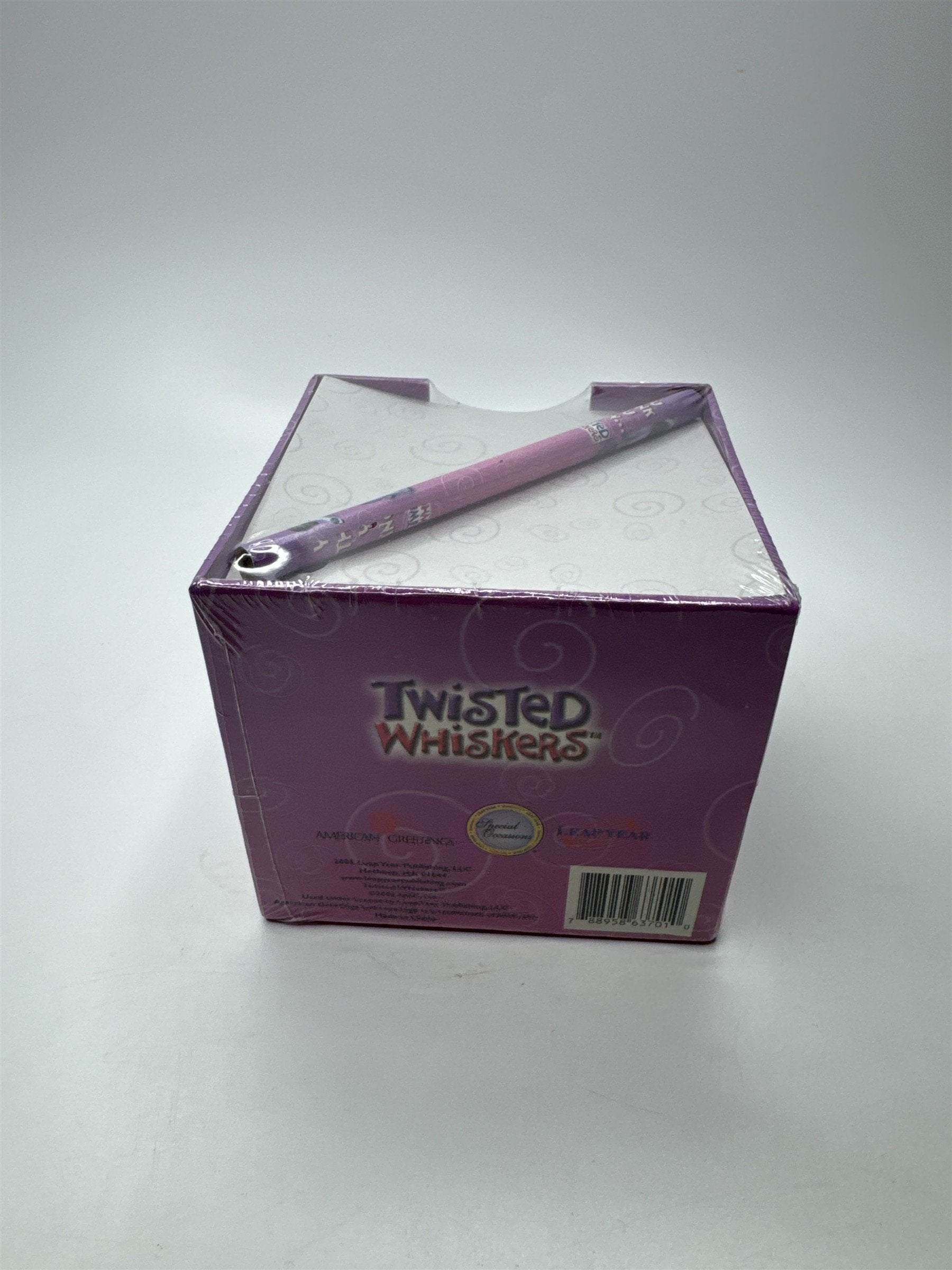 Vintage American Greetings Twisted Whiskers Purple Dog Note Paper Cube & Pencil