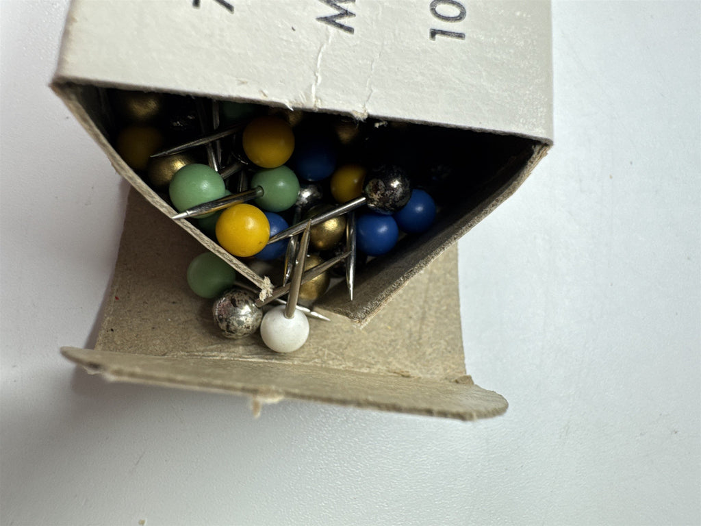 Vintage Pioneer Mfg Co Brooklyn NY Approx. 100 Map Tacks Pins Nostalgic