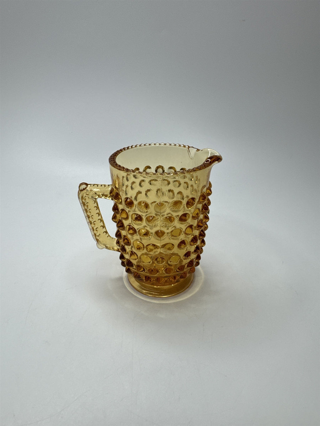 Vintage Fenton Hobnail Mini Pitcher Toothpick Holder Colonial Amber Glass
