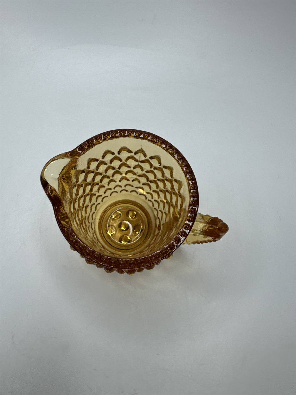 Vintage Fenton Hobnail Mini Pitcher Toothpick Holder Colonial Amber Glass