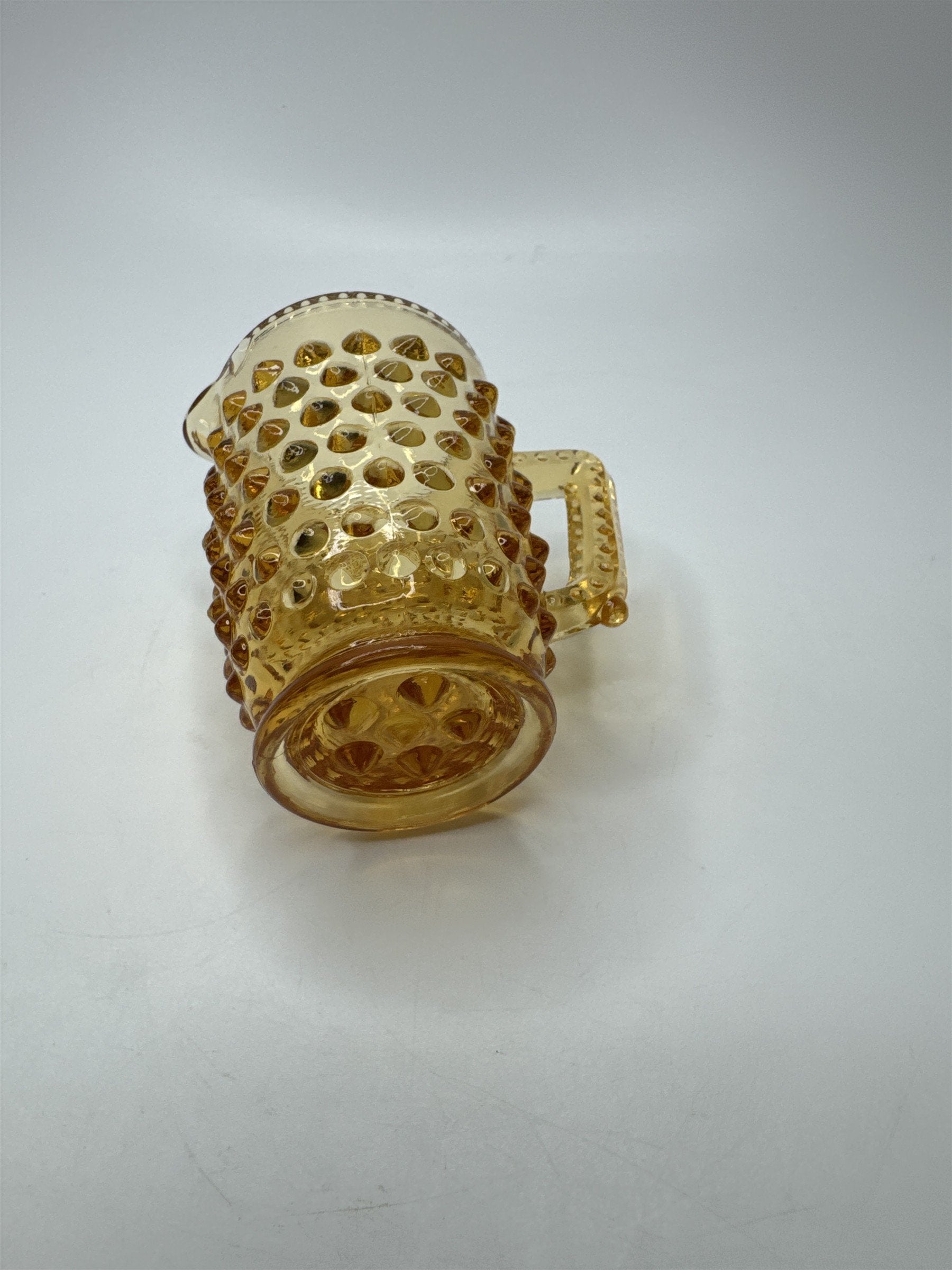 Vintage Fenton Hobnail Mini Pitcher Toothpick Holder Colonial Amber Glass