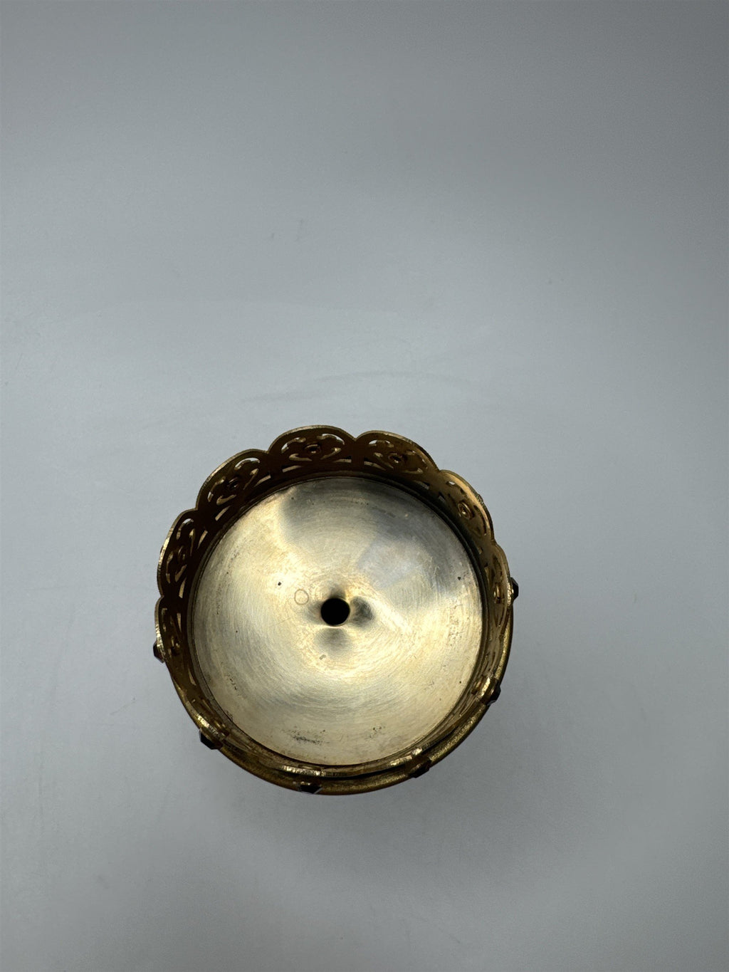Vintage Gold Toned Candle Holder /w Red Votive Glass Holder Tea Light Holder