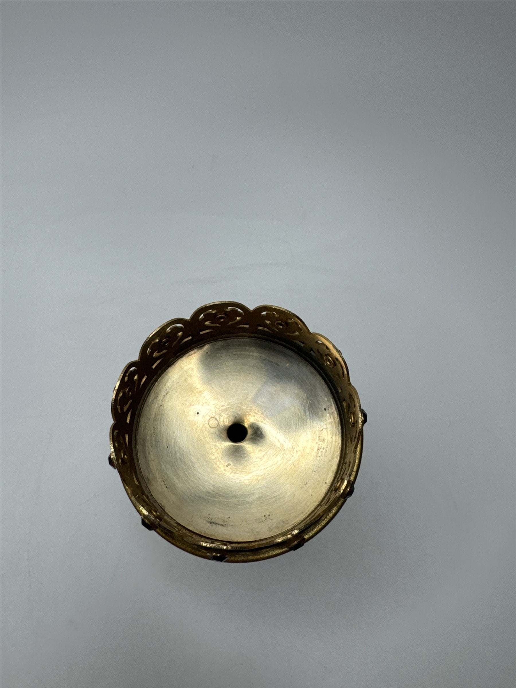 Vintage Gold Toned Candle Holder /w Red Votive Glass Holder Tea Light Holder
