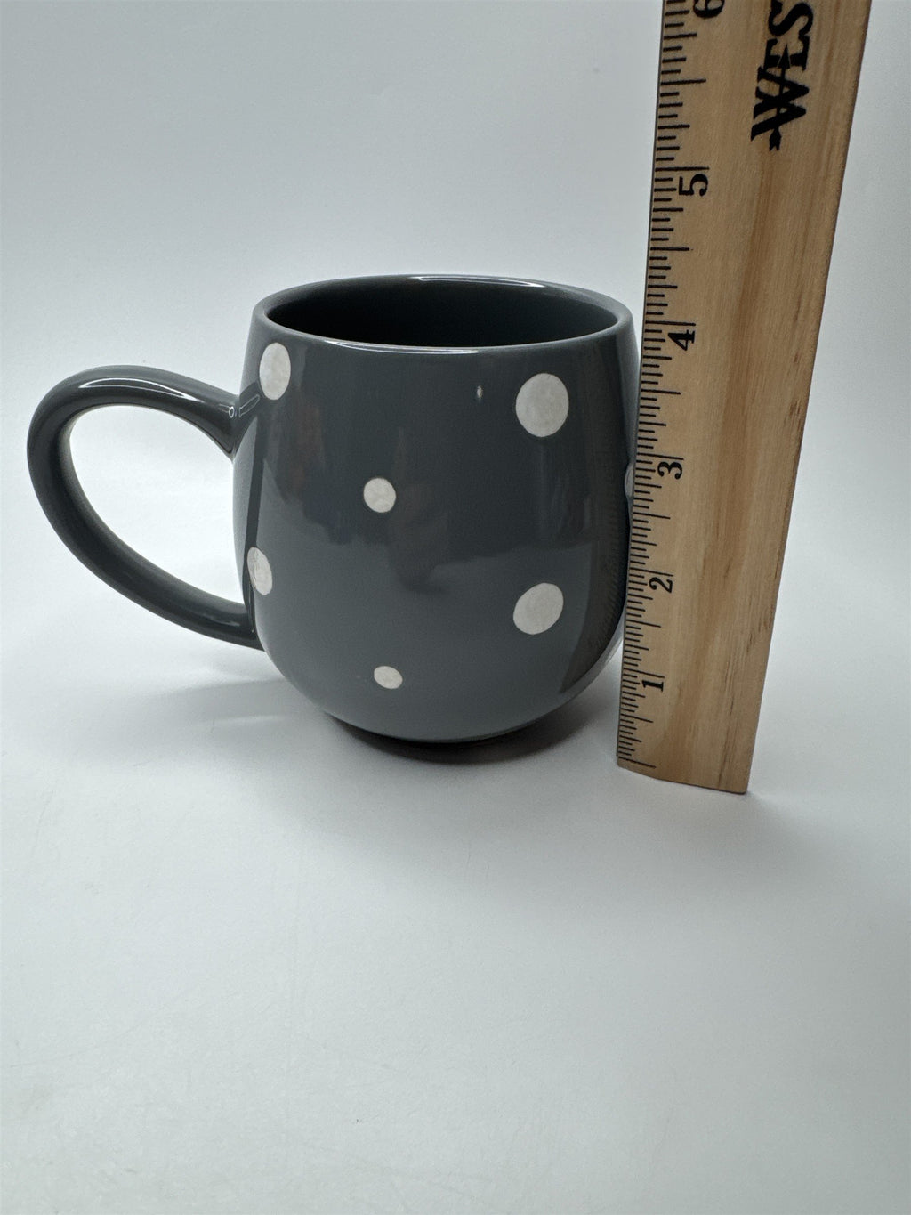 Tara Temptations 14oz Gray and White Polka Dot Oven/Dishwasher/Microwave-Sfe Mug