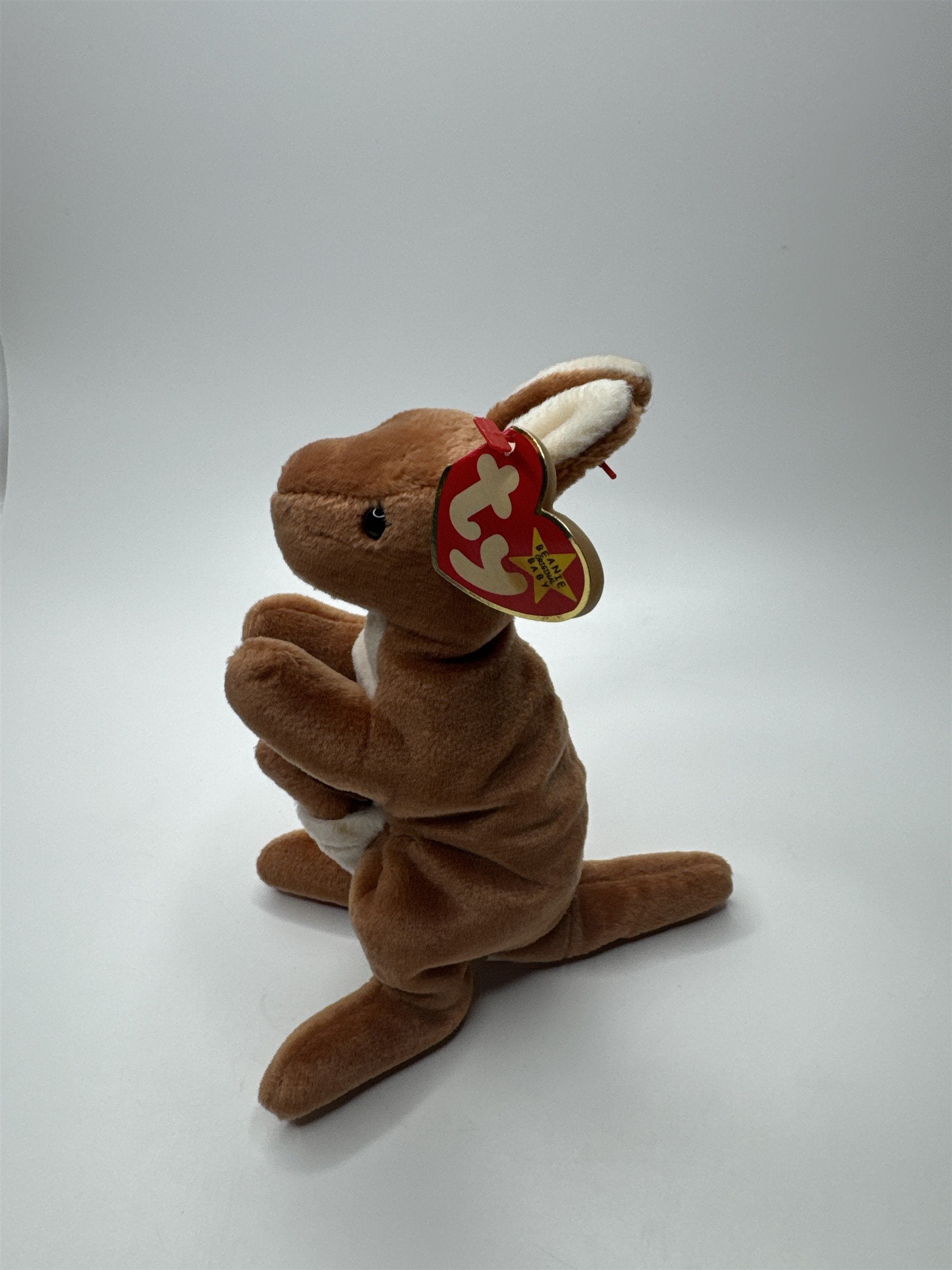 1996 Ty Beanie Baby Pouch The Kangaroo With Baby in Pouch & Tag