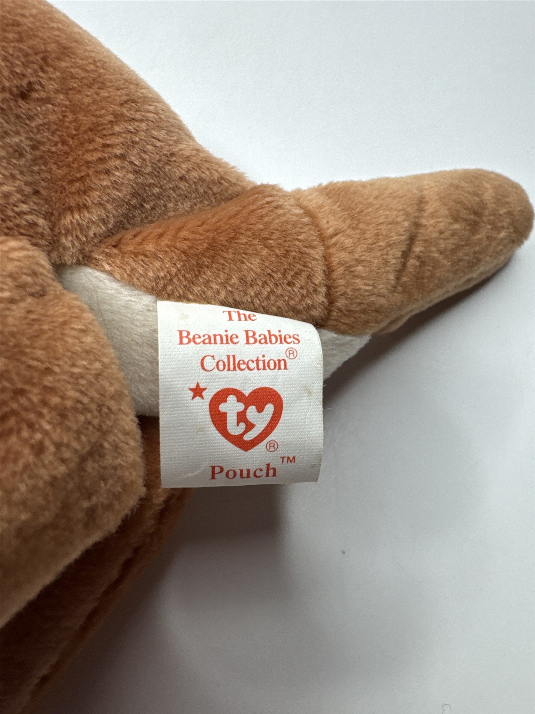 1996 Ty Beanie Baby Pouch The Kangaroo With Baby in Pouch & Tag