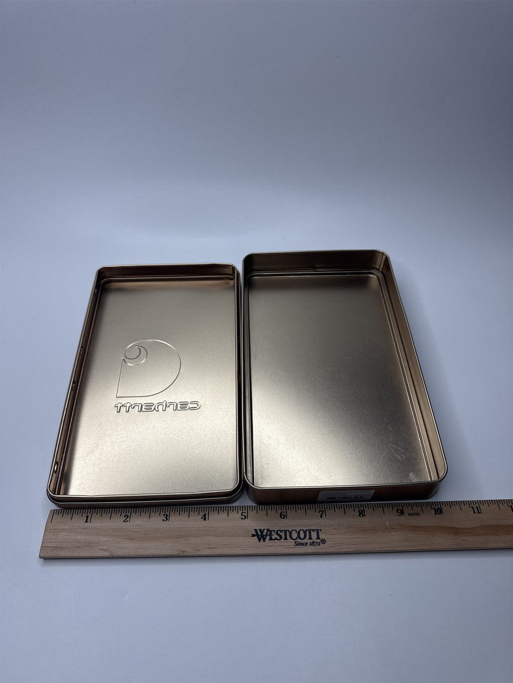 Gold Toned Carhartt Tin Tray Wallet Packaging Box Trinket Box