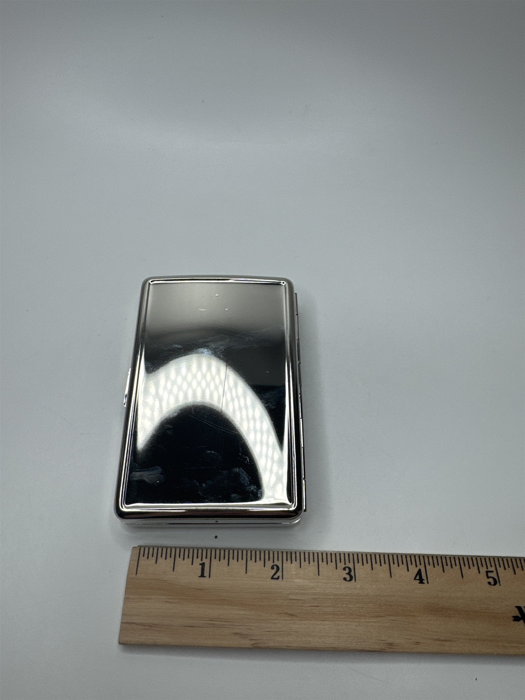 New Metal Silver Glitter Sparkle Easy Open Cigarette Case ID Wallet Money