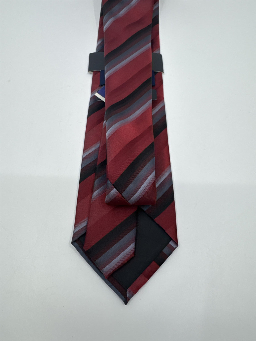 Red, Black And Grey Striped Men's John Ashford Polyester Neck Tie