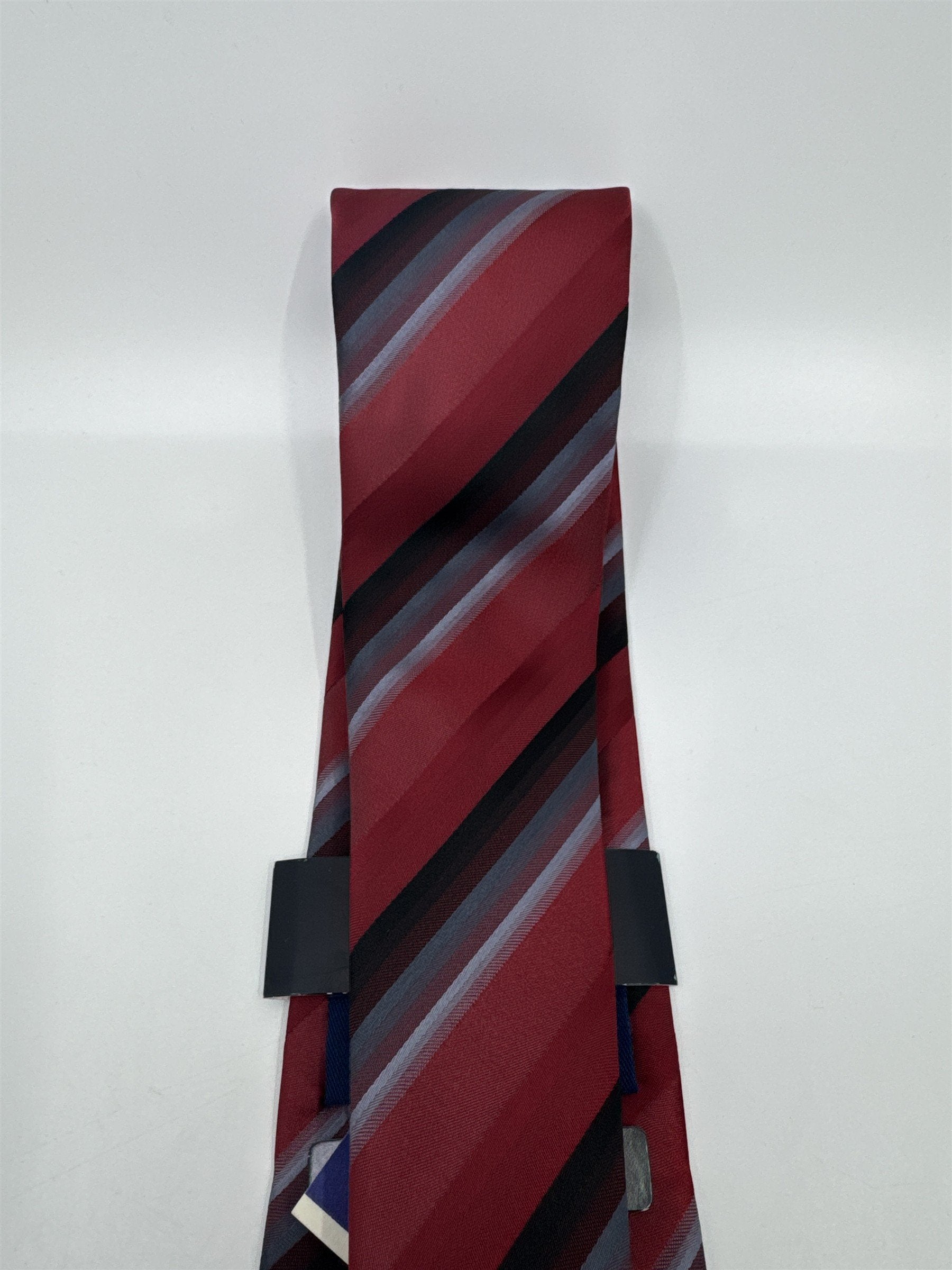 Red, Black And Grey Striped Men's John Ashford Polyester Neck Tie