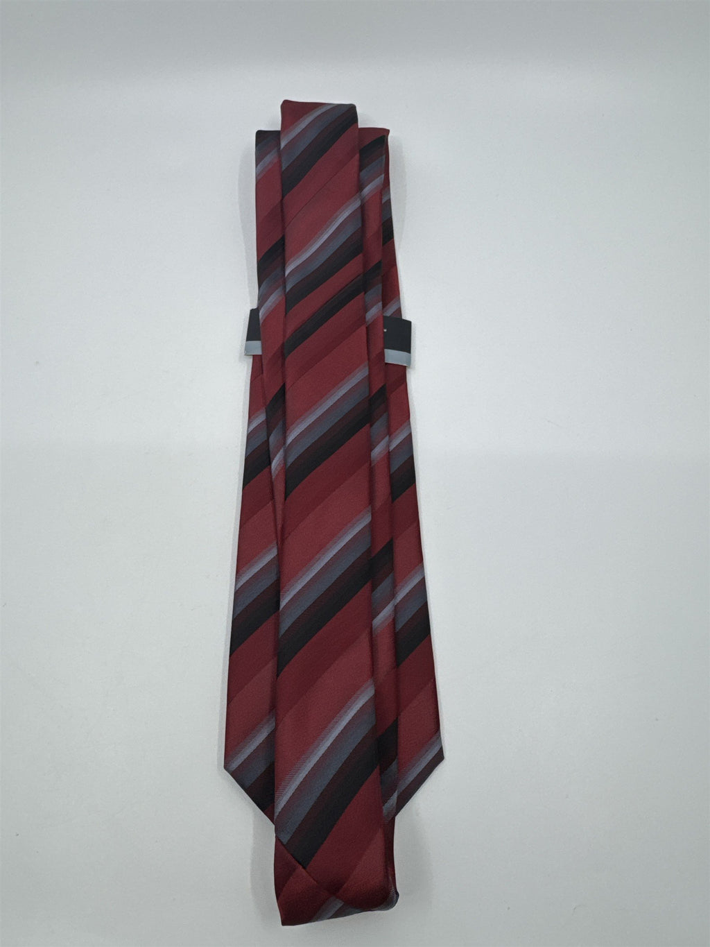 Red, Black And Grey Striped Men's John Ashford Polyester Neck Tie