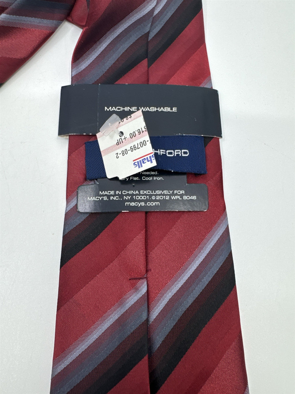 Red, Black And Grey Striped Men's John Ashford Polyester Neck Tie
