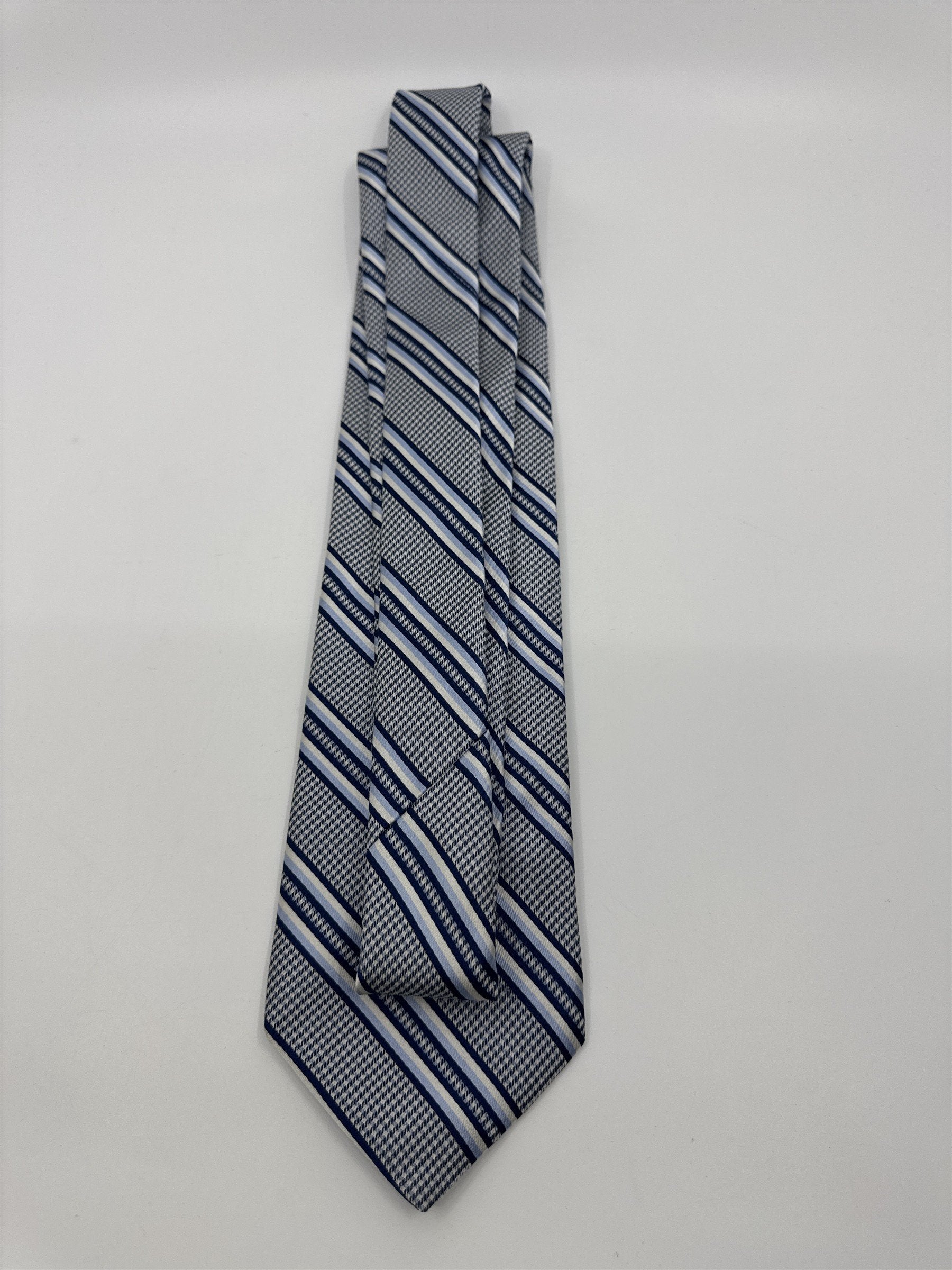 White And Blue Striped Michael Kors Silk Men's Neck Tie