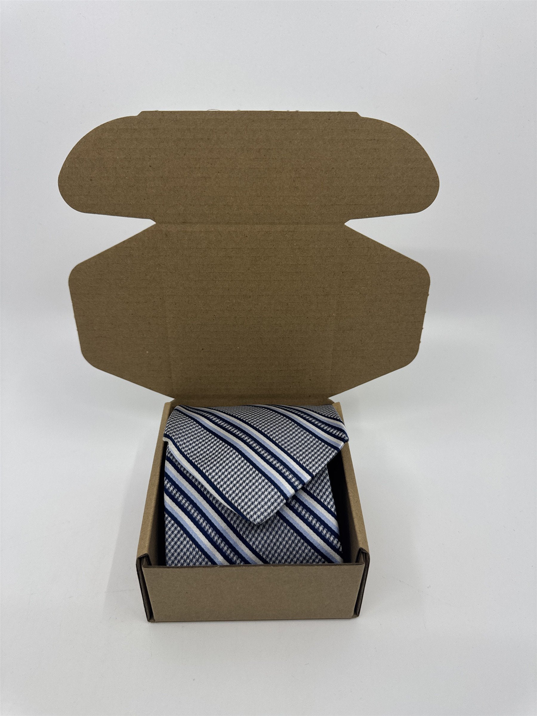 White And Blue Striped Michael Kors Silk Men's Neck Tie