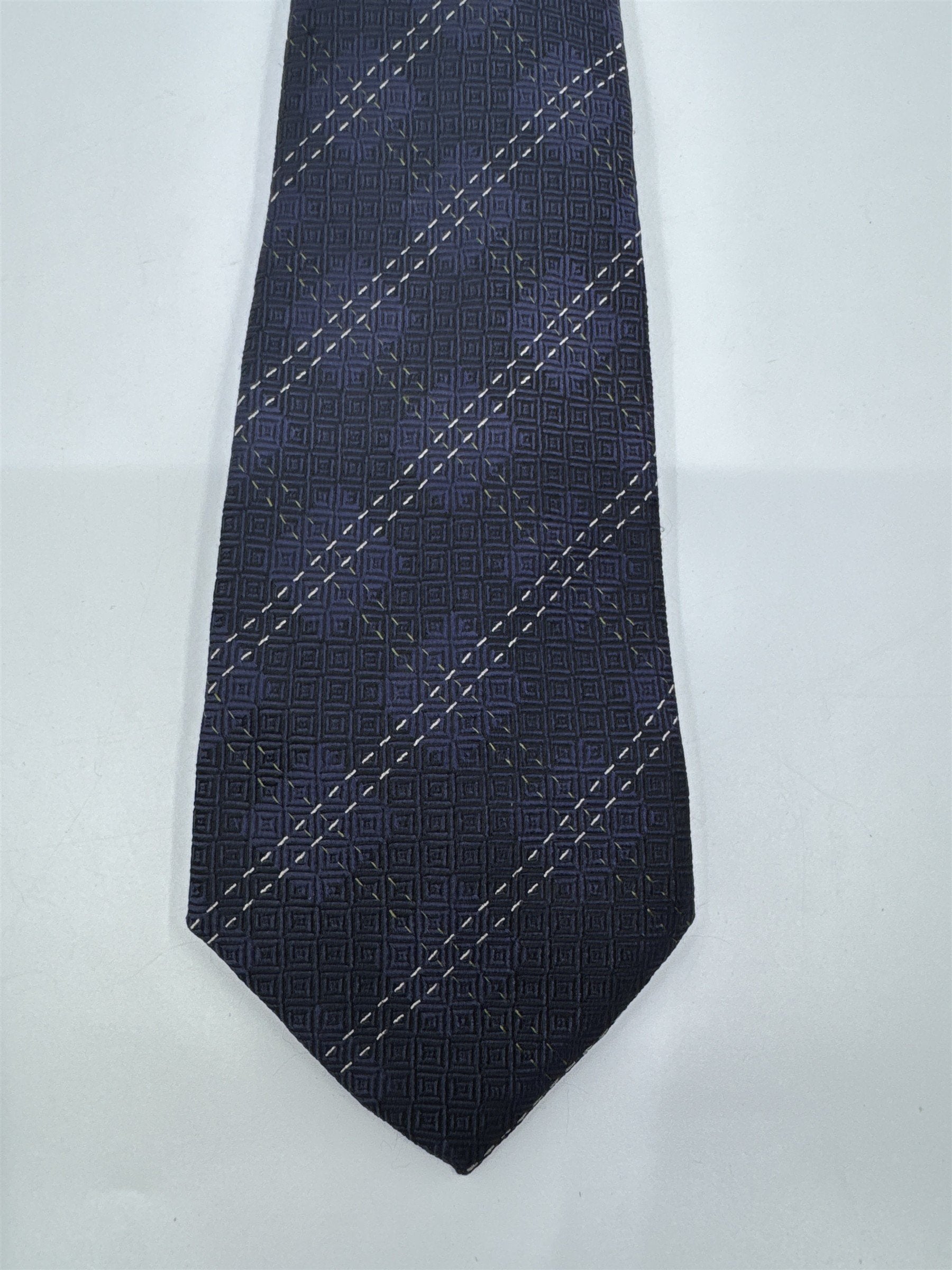 Blue Joseph Abboud Silk Men's Neck Tie W/ White and Grey Stitching