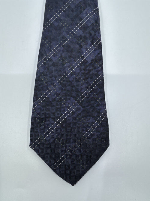 Blue Joseph Abboud Silk Men's Neck Tie W/ White and Grey Stitching