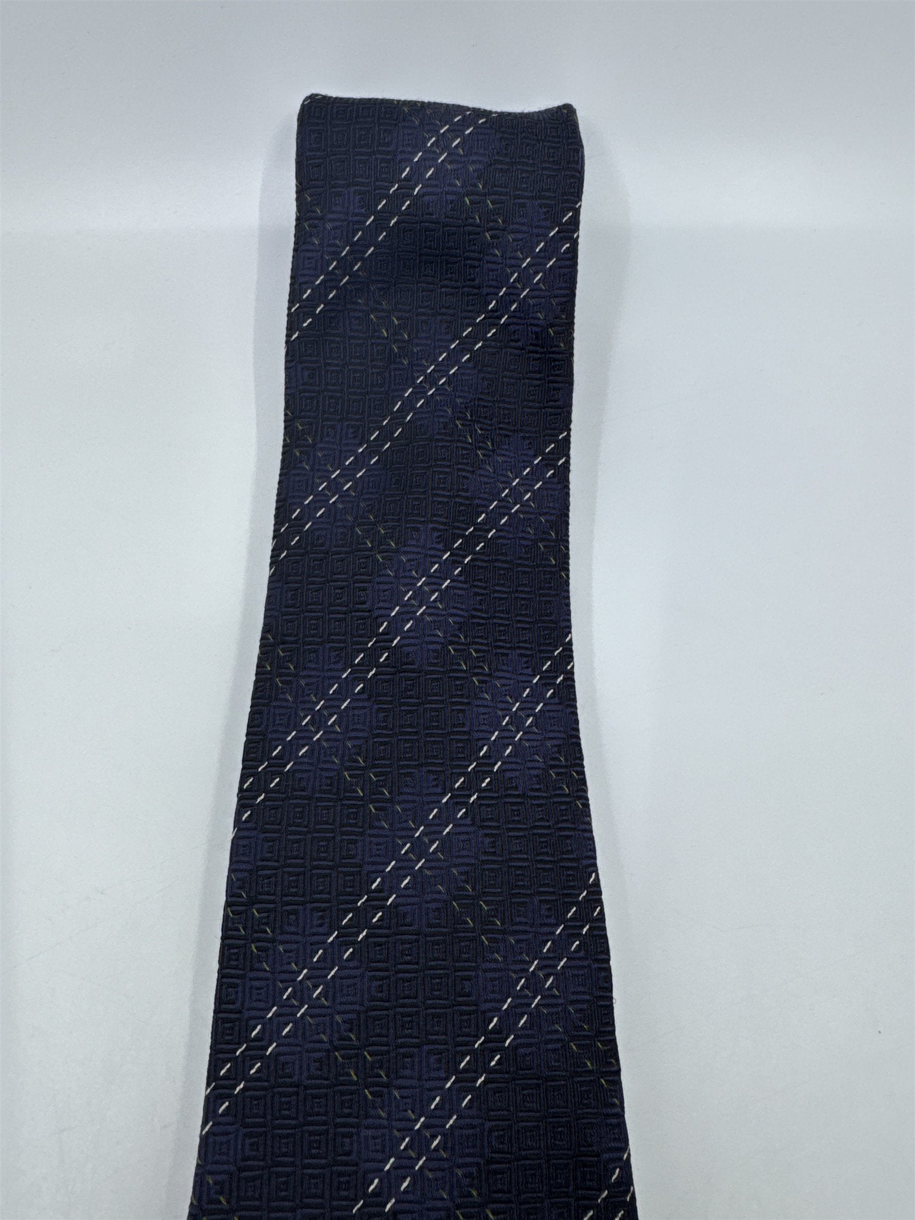 Blue Joseph Abboud Silk Men's Neck Tie W/ White and Grey Stitching